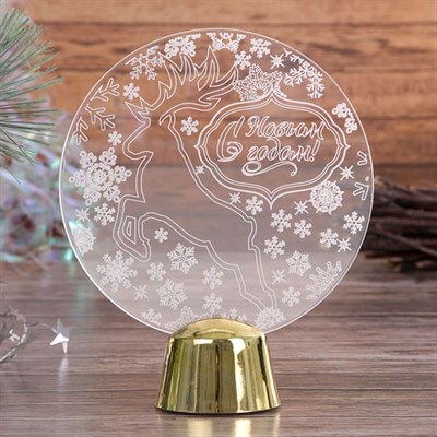 Подставка световая "Олень", 13.5х11 см, 1 LED, батарейки в комплекте, RGB - фото 2030512