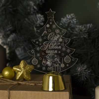 Подставка световая "Елочка с подарками", 14х9.5 см, 1 LED, батарейки в комплекте, RGB - фото 2030517