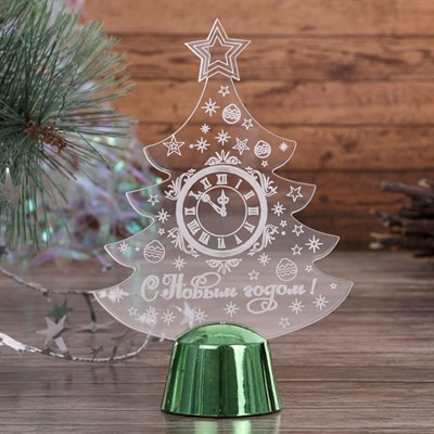 Подставка световая "Елочка с часами", 14х9.5 см, 1 LED, батарейки в комплекте, RGB микс - фото 2030529