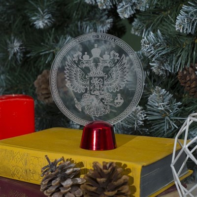 Подставка световая "Герб России", 13.5х11 см, 1 LED, батарейки в комплекте, RGB микс - фото 2030534