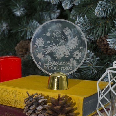 Подставка световая "Снегирь", 13.5х11 см, 1 LED, батарейки в комплекте, RGB микс - фото 2030543