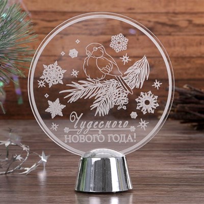 Подставка световая "Снегирь", 13.5х11 см, 1 LED, батарейки в комплекте, RGB микс - фото 2030546