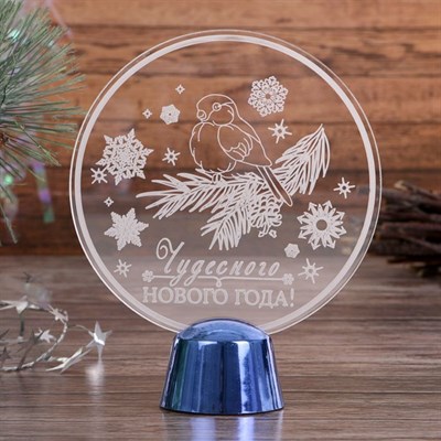 Подставка световая "Снегирь", 13.5х11 см, 1 LED, батарейки в комплекте, RGB микс - фото 2030547