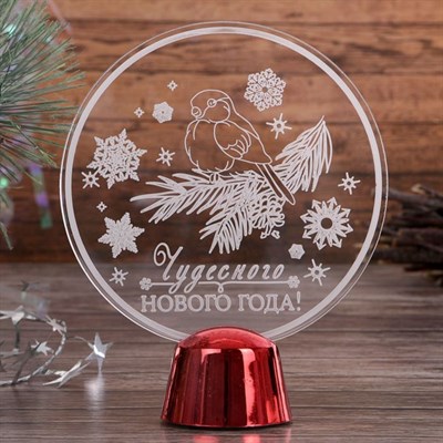 Подставка световая "Снегирь", 13.5х11 см, 1 LED, батарейки в комплекте, RGB микс - фото 2030548