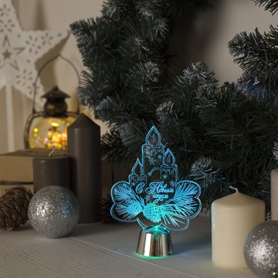 Подставка световая "Свечки", 14.5х10.5 см, 1 LED, батарейки в комплекте, RGB - фото 2030553