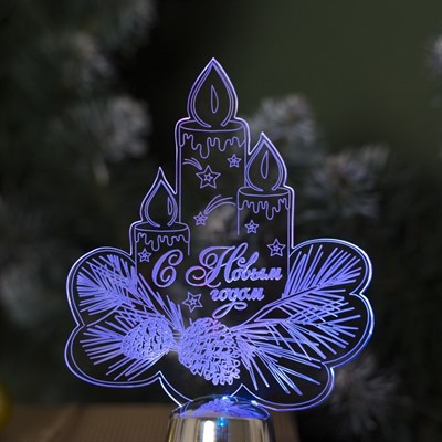 Подставка световая "Свечки", 14.5х10.5 см, 1 LED, батарейки в комплекте, RGB - фото 2030554