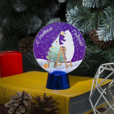 Подставка с динамикой "Семья медведей" (батарейки в комплекте), 11,5 см, 2 LED, БЕЛЫЙ - фото 2030560