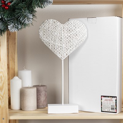 Фигура на подставке световая "Сердце плетеное", 21 х 17 см, 10 LED, 3хАА (не в компл.) - фото 2030592
