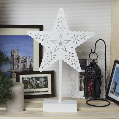 Фигура на подставке световая "Звезда ажурная", 25 х 25 см, 20 LED, 3хАА (не в компл.) - фото 2030596