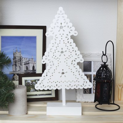 Фигура на подставке световая "Елка ажурная", 30 х 21 см, 20 LED, 3хАА (не в компл.) - фото 2030602