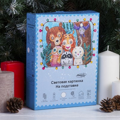 Световая картинка на подставке "Снеговик", SMD 2835, 8 LED, 3*АА (не в комплекте) - фото 2030622