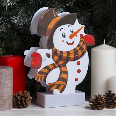 Световая картинка на подставке "Снеговичок", SMD 2835, 8 LED, 3*АА (не в комплекте) - фото 2030625