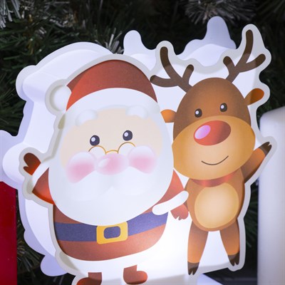 Световая картинка на подставке "Санта и олень", SMD 2835, 8 LED, 3*АА (не в комплекте) - фото 2030636