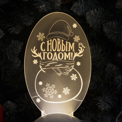 Подставка световая "Снеговик", 24х11 см, 7 LED, SMD3528, 3хААА (не в компл.), ТЕПЛО-БЕЛЫЙ - фото 2030661