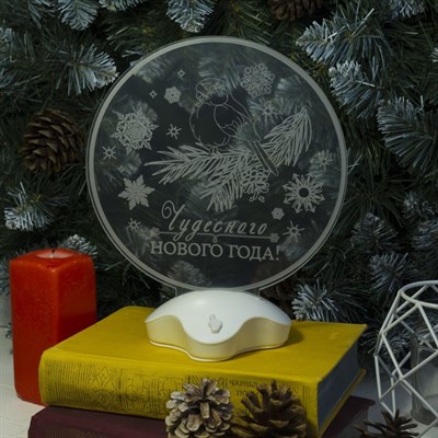 Подставка световая "Снегирь", 22.5х19 см, 7 LED, SMD3528, 3хААА (не в компл.), ТЕПЛО-БЕЛЫЙ - фото 2030681