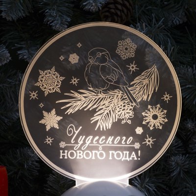 Подставка световая "Снегирь", 22.5х19 см, 7 LED, SMD3528, 3хААА (не в компл.), ТЕПЛО-БЕЛЫЙ - фото 2030682