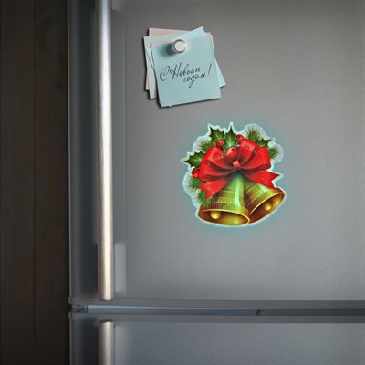 Световая картинка на магните "Колокольчик"(батарейки в комплекте), оптоволокно, 1 LED, RGB - фото 2030704