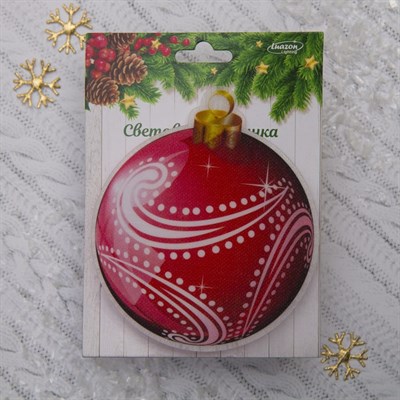 Световая картинка на прищепке "Елочный шар"(батарейки в комплекте), оптоволокно, 1 LED, RGB - фото 2030707