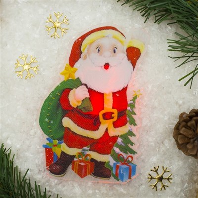 Световая картинка на присоске "Дед Мороз приветствует!"(батарейки в комплекте), 1 LED, RGB - фото 2030725