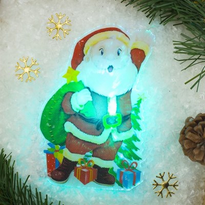 Световая картинка на магните "Дед Мороз приветствует!"(батарейки в комплекте), 1 LED, RGB - фото 2030729