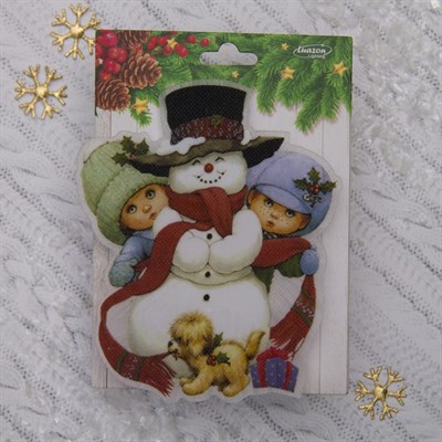 Световая картинка на присоске "Снеговик с детьми"(батарейки в комплекте), 1 LED, RGB - фото 2030739