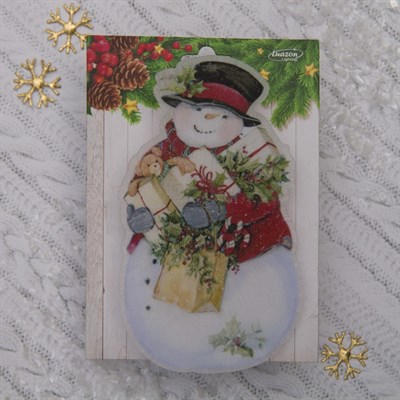 Световая картинка на присоске "Снеговик"(батарейки в комплекте), оптоволокно, 1 LED, RGB - фото 2030748