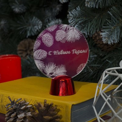 Подставка с динамикой "С Новым Годом" (батарейки в комплекте), 11,5 см, 2 LED, БЕЛЫЙ - фото 2030752