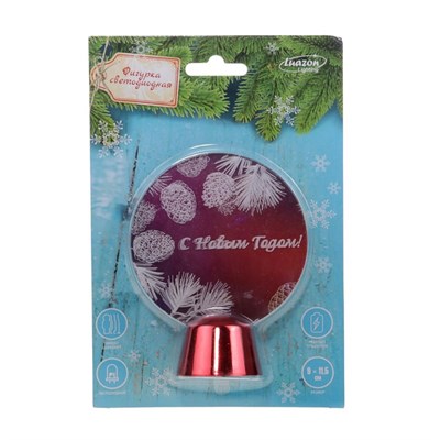 Подставка с динамикой "С Новым Годом" (батарейки в комплекте), 11,5 см, 2 LED, БЕЛЫЙ - фото 2030755