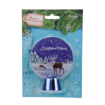 Подставка с динамикой "Северный олень" (батарейки в комплекте), 11,5 см, 2 LED, БЕЛЫЙ - фото 2030761