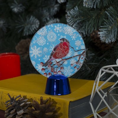 Подставка с динамикой "Снегирь" (батарейки в комплекте), 11,5 см, 2 LED, БЕЛЫЙ - фото 2030764