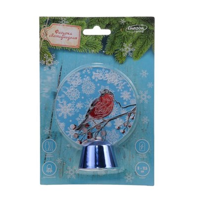 Подставка с динамикой "Снегирь" (батарейки в комплекте), 11,5 см, 2 LED, БЕЛЫЙ - фото 2030767