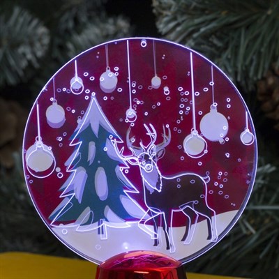 Подставка с динамикой "Олень" (батарейки в комплекте), 11,5 см, 2 LED, БЕЛЫЙ - фото 2030771