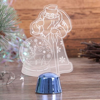 Подставка световая "Дед Мороз, Олень в шаре", 14.5х9 см, 1 LED, RGB микс - фото 2030777