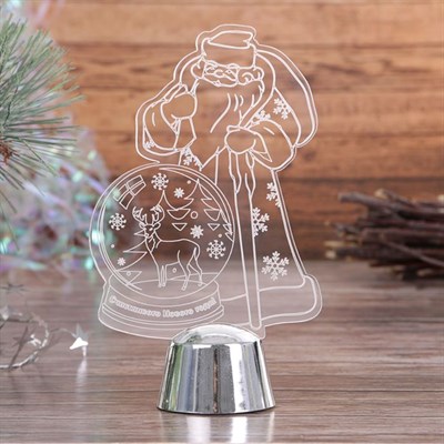 Подставка световая "Дед Мороз, Олень в шаре", 14.5х9 см, 1 LED, RGB микс - фото 2030778