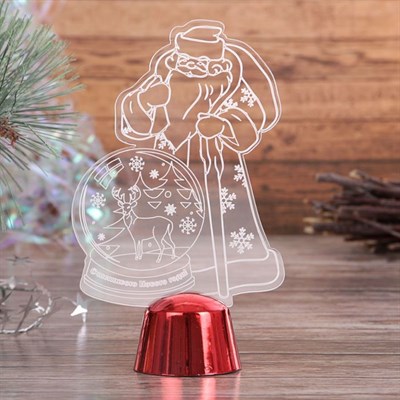 Подставка световая "Дед Мороз, Олень в шаре", 14.5х9 см, 1 LED, RGB микс - фото 2030779