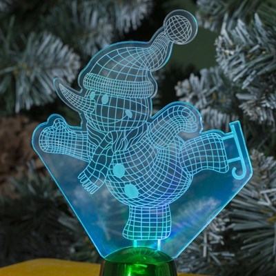 Подставка световая "Снеговик на коньках", 14.5х10.5 см, 1 LED, RGB микс - фото 2030792