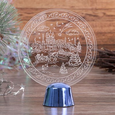 Подставка световая "Зимний пейзаж", 13.5х11 см, 1 LED, RGB микс - фото 2030811