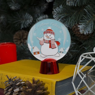Подставка с динамикой "Снеговик" (батарейки в комплекте), 11,5 см, 2 LED, БЕЛЫЙ - фото 2030816