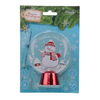 Подставка с динамикой "Снеговик" (батарейки в комплекте), 11,5 см, 2 LED, БЕЛЫЙ - фото 2030819