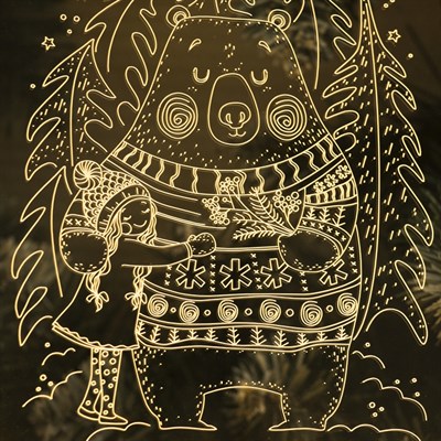 Рамка светящаяся, "Мишка" 13,5 х 17 см, USB, 5V , 10 LED, ТЕПЛО-БЕЛЫЙ - фото 2030850