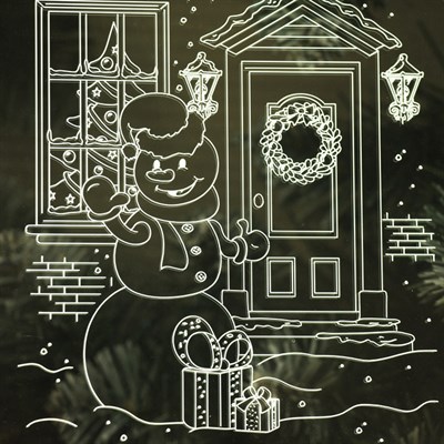 Рамка светящаяся, "Снеговик" 13,5 х 17 см, USB, 5V, 10 LED, БЕЛЫЙ - фото 2030882