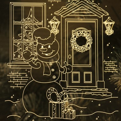 Рамка светящаяся, "Снеговик" 13,5 х 17 см, USB, 5V, 10 LED, ТЕПЛО-БЕЛЫЙ - фото 2030886