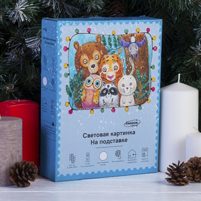 Световая картинка на подставке "Санта", SMD 2835, 8 LED, 3*АА (не в комплекте) - фото 2030908