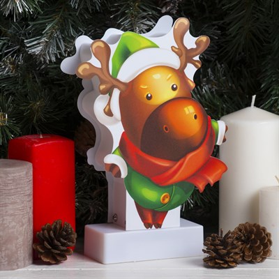 Световая картинка на подставке "Олень", SMD 2835, 8 LED, 3*АА (не в комплекте) - фото 2030921