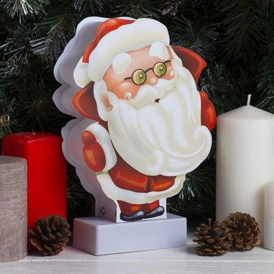 Световая картинка на подставке "Сантав очках", SMD 2835, 8 LED, 3*АА (не в комплекте) - фото 2030926