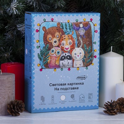 Световая картинка на подставке "Сантав очках", SMD 2835, 8 LED, 3*АА (не в комплекте) - фото 2030928