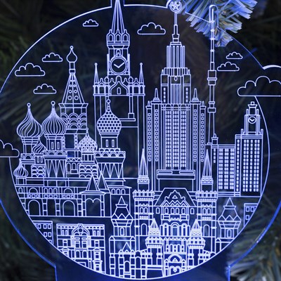 Подставка световая "Город", 10 LED, USB, 3*AА (не в компл), RGB - фото 2030943