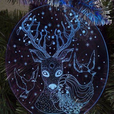 Подставка световая "Олень с красавицей", 10 LED, USB, 3*AА (не в компл), RGB - фото 2030955