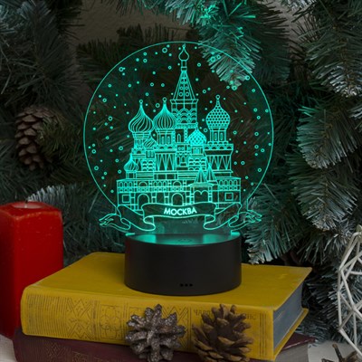 Подставка световая "Город Москва", 10 LED, USB, 3*AА (не в компл), RGB - фото 2030960