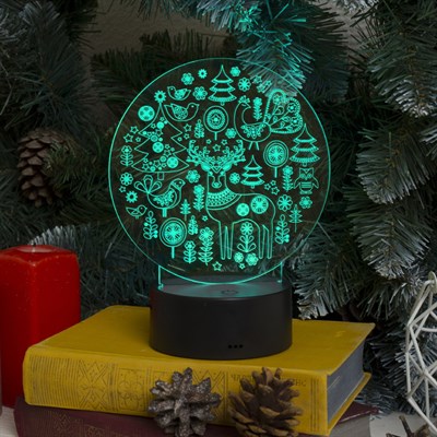 Подставка световая "Новогодние фигурки", 10 LED, USB, 3*AА (не в компл), RGB - фото 2030990